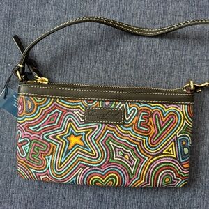 NWT Dooney & Bourke black large slim wristlet